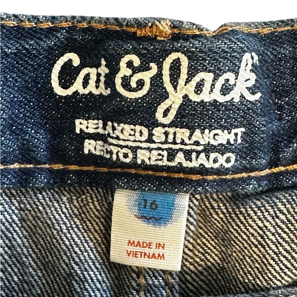 Cat & Jack Relaxed Straight Denim Boys Jeans SZ 16 - Picture 6 of 11